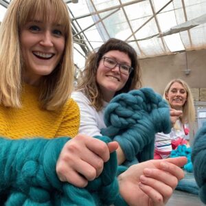 Arm Knitting with Allybob Knits hosted at Sutton Village Florist, Macclesfield Workshop Make Your Own Merino Wool Blanket