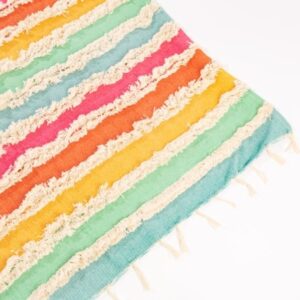 Sass and Belle Rainbow Stripe Tufted Throw Blanket Picnic Blanket Gift Florist Macclesfield