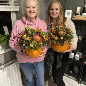 Sutton Village Florist Macclesfield Workshop Pumpkin Flower Arrangement